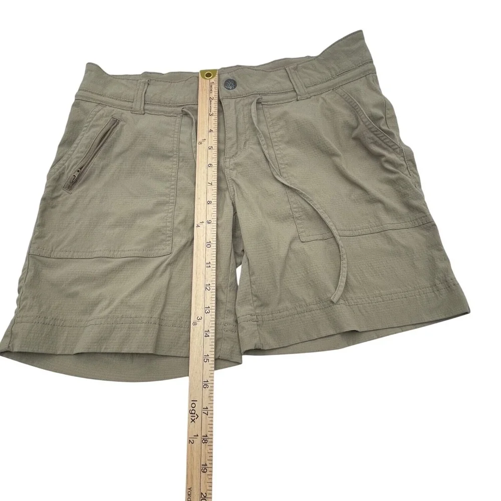Prana Halle Shorts Womens 8 Khaki Tan Hiking Outdoor Ripstop Stretch Nylon